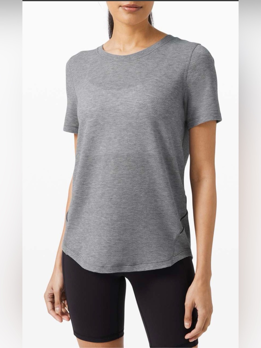 Lululemon Long Distance Short Sleeve – Estimated Size 12 – Heathered Black